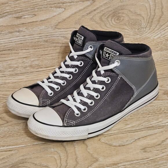 Converse All-Star Chuck Taylor High Top Sneaker Fabric Leather Gray Mens Size 9 - Picture 1 of 9